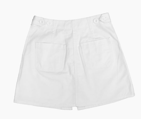 [ FROM ] White Button-Front Mini Skirt